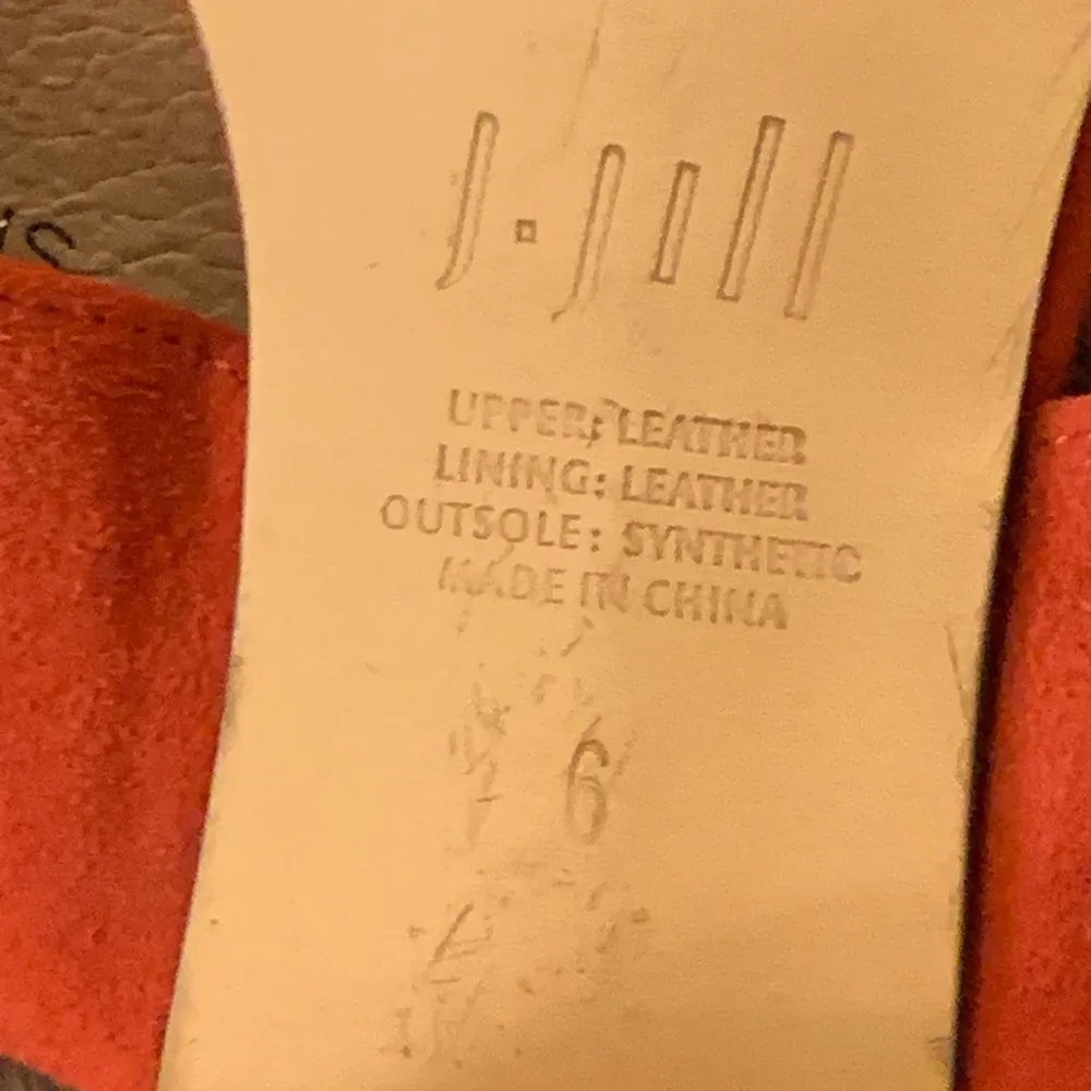J.Jill strap slide heels Size 6 Red / rustic orange 2in. Heels suede lea… - Image 4