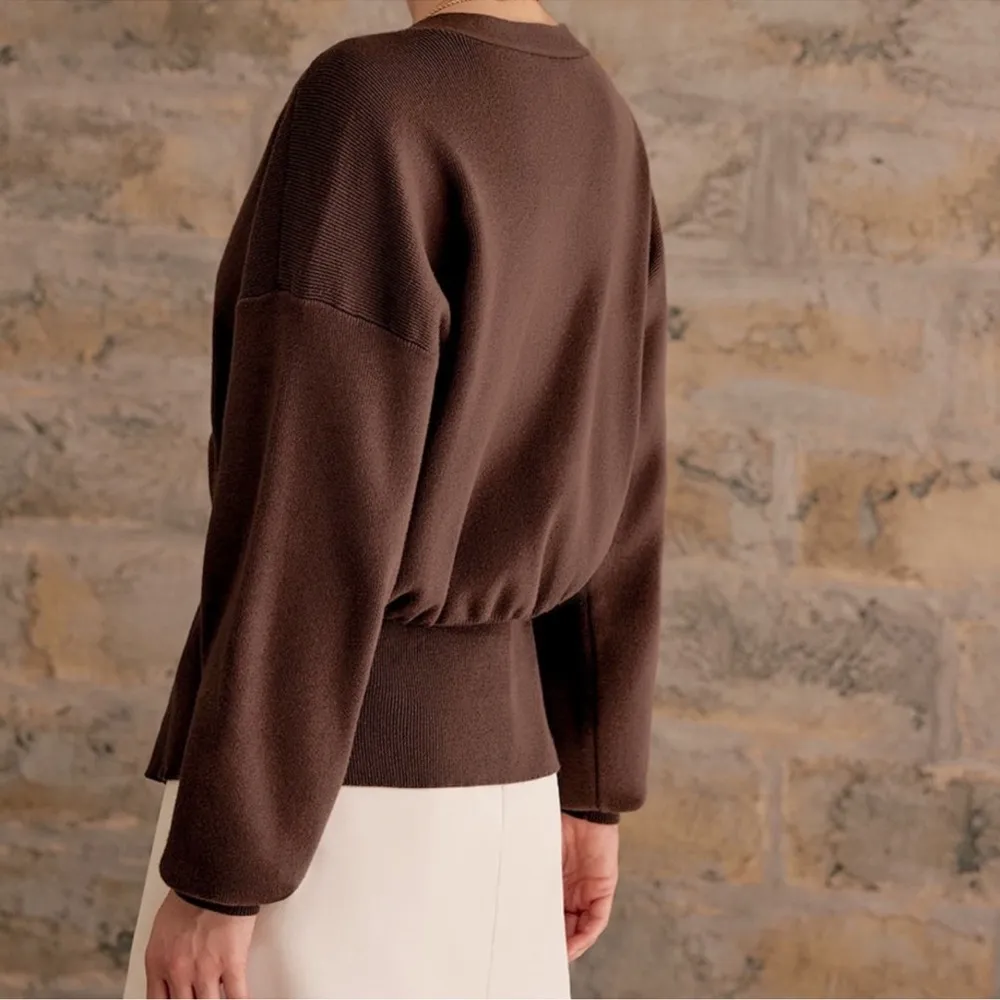 NWT Commense Golden Button Elegant Brown Cardigan Size XS - Image 4