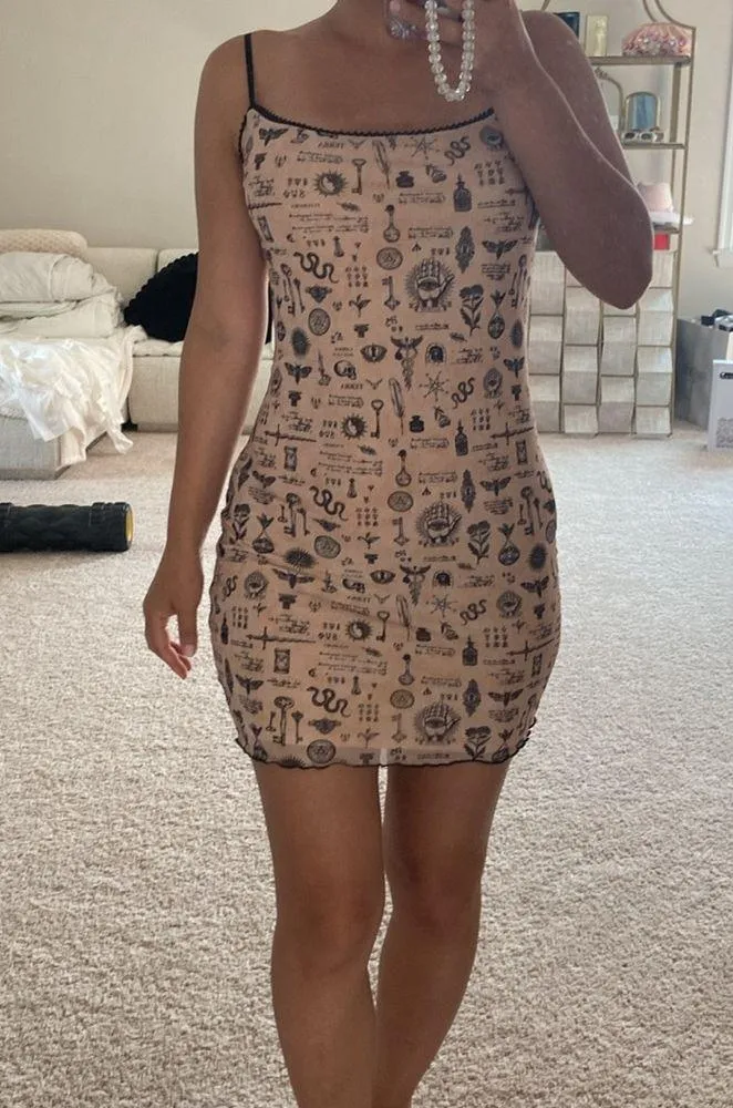 tattoo slip dress. S - Image 11