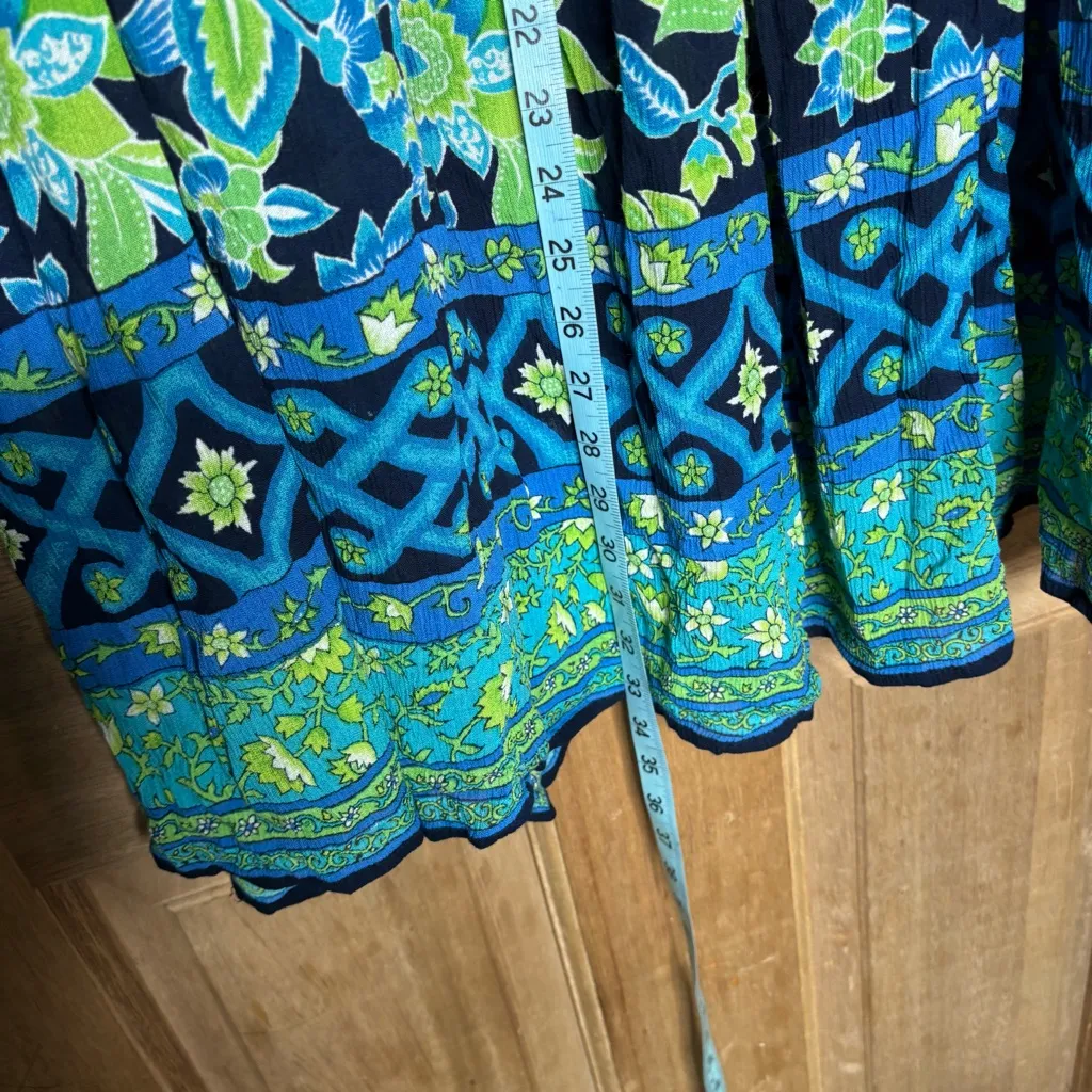 Liz Baker essentials women’s bohemian Vibrant Blue‎ and Green skirt size L - Image 4