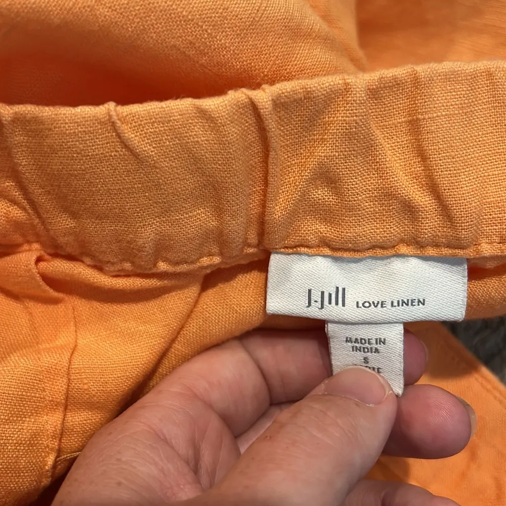 J. JILL Orange wide leg cropped love linen pants - Image 4
