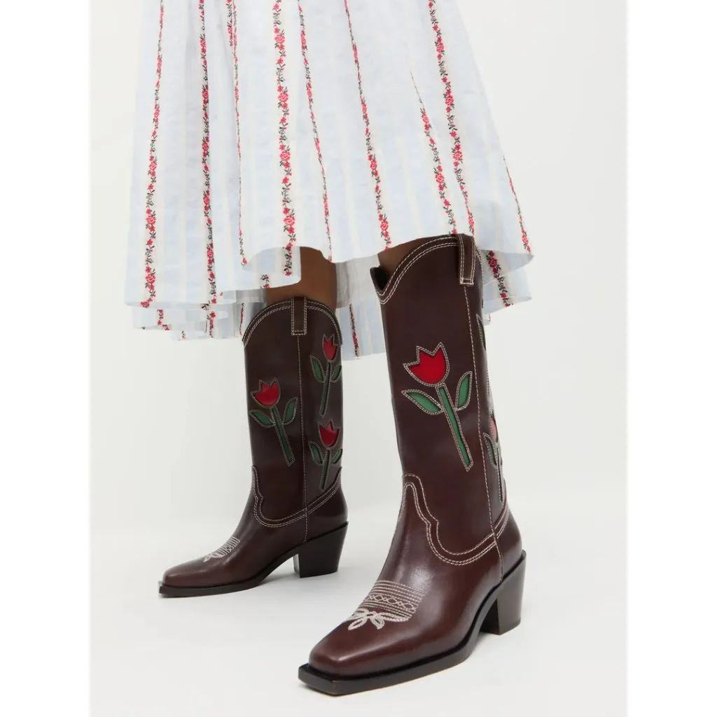 LOEFFLER RANDALL Wilder Western Boot in Espresso Size US 8 - Image 2