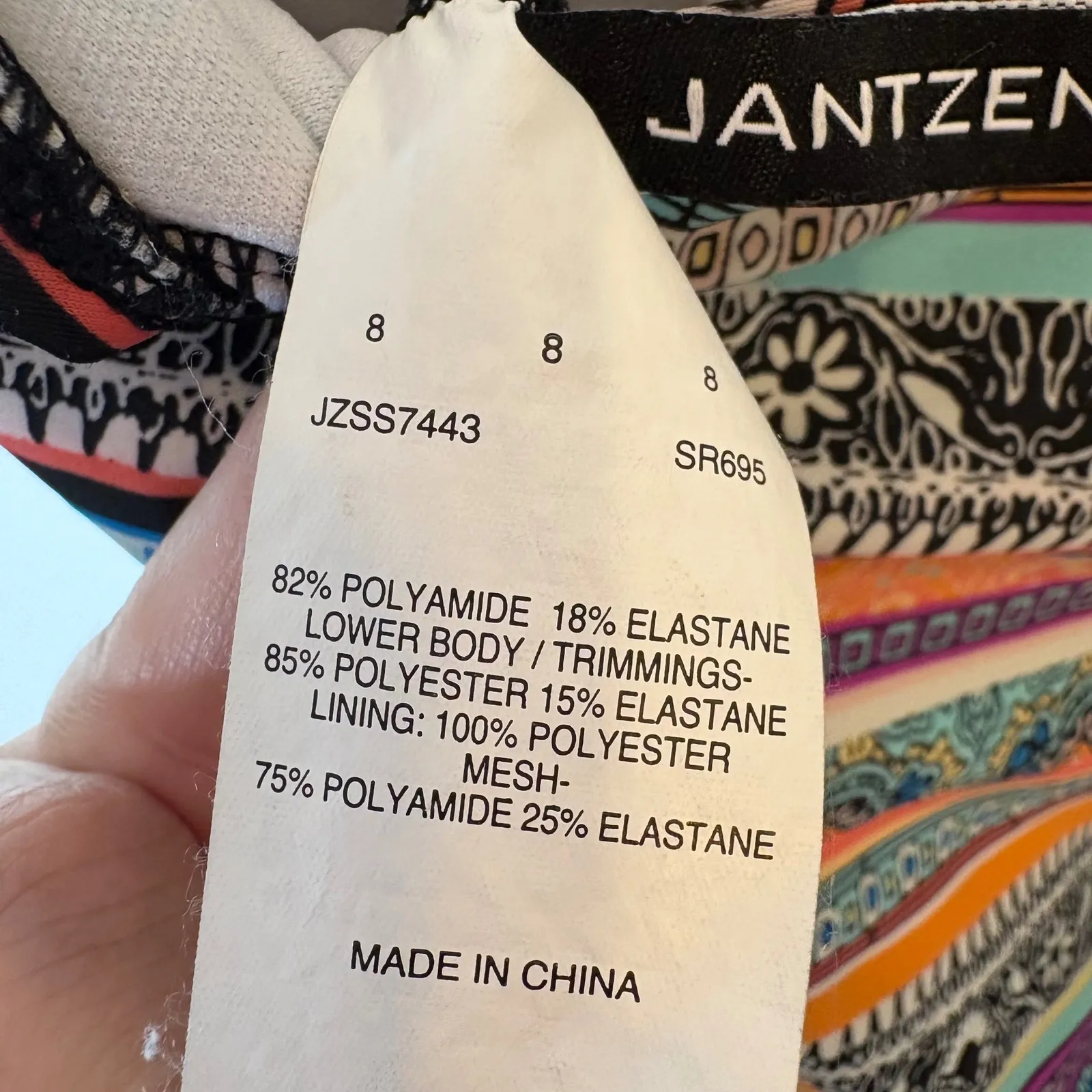 Jantzen One Piece Swimsuit‎ Multicolor Geometric Print Tummy Control Size 8 - Image 8