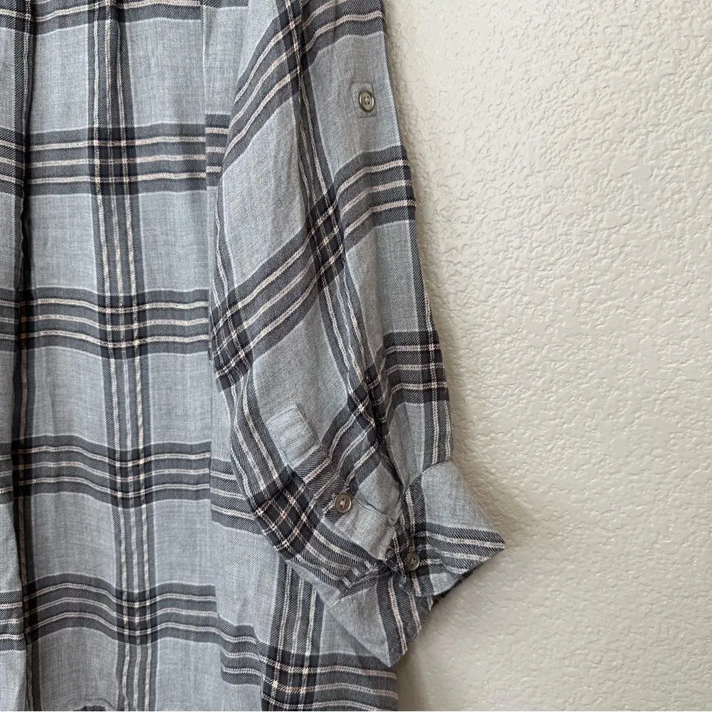 Catherines Gray Plaid Button Down Women’s Shirt, Size 3XWP - Image 5