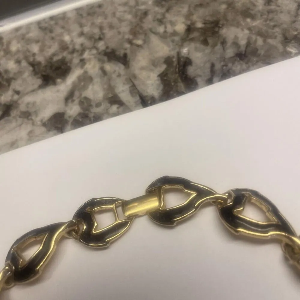 Vintage Signed Trifari Costume Necklace - Gold Tone / Enamel - Image 9