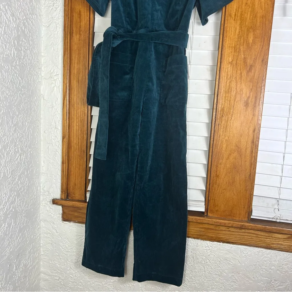 Rachel Rachel Roy | Dark Peacock Corduroy Velvet belted Jumpsuit Size 12 Green - Image 6