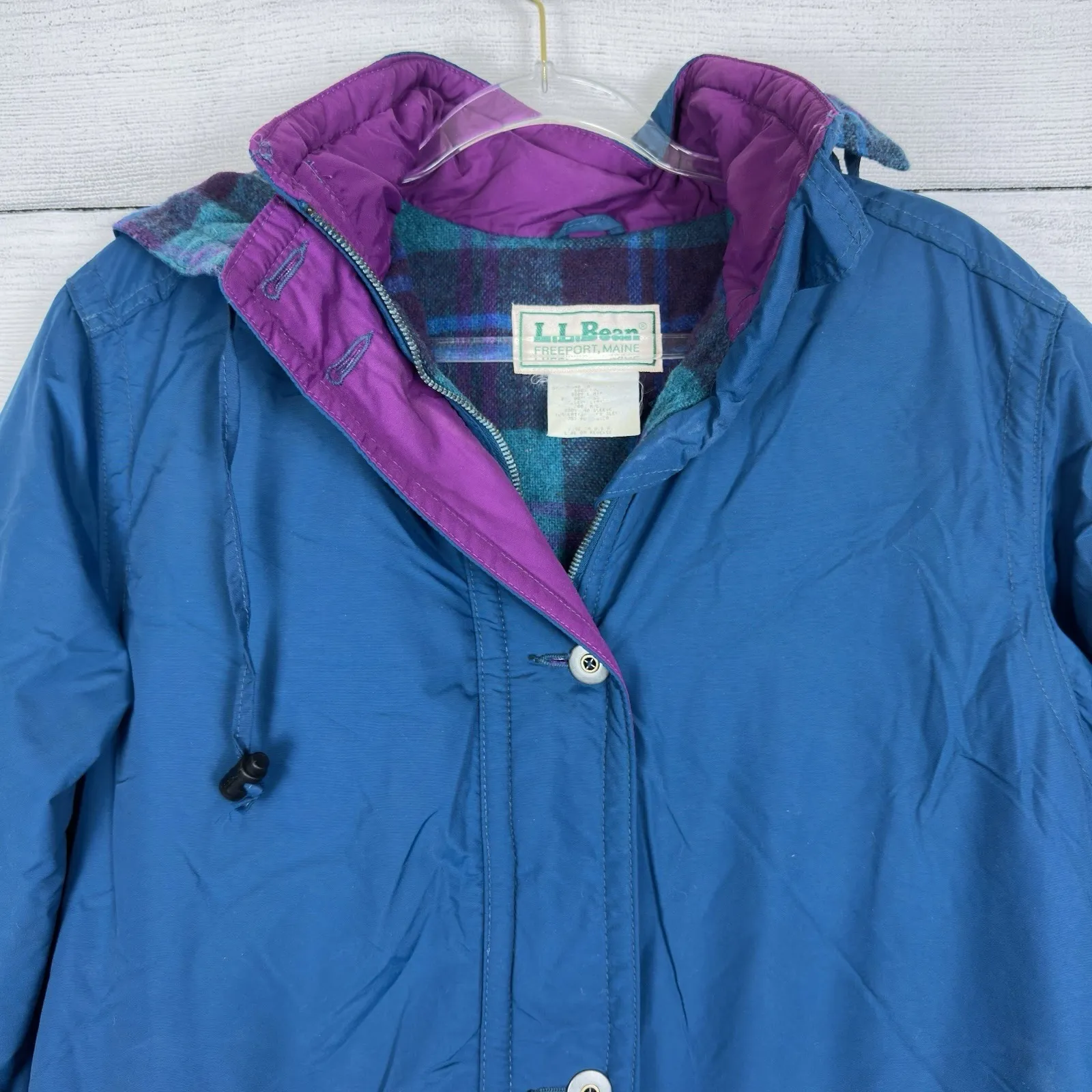Vtg LL Bean 90s Jacket Womens Large Parka Coat‎ Fleece Lined Ski Outdoors Winter Blue - Image 2