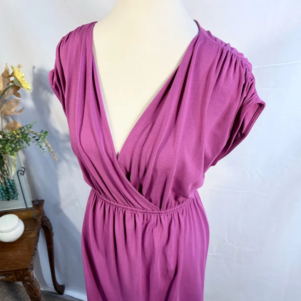 Lilla P Draped Surplice Elastic Waist Dress Berry Magenta – Size Large💛 Purple - Image 3