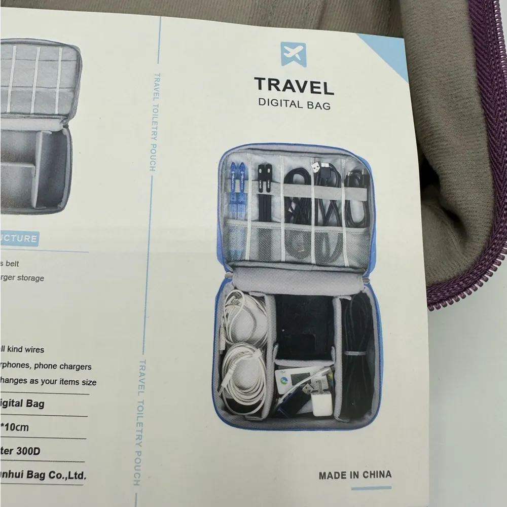 NEW Travel Digital Purple Electronics Waterproof Organizing Bag - Image 3