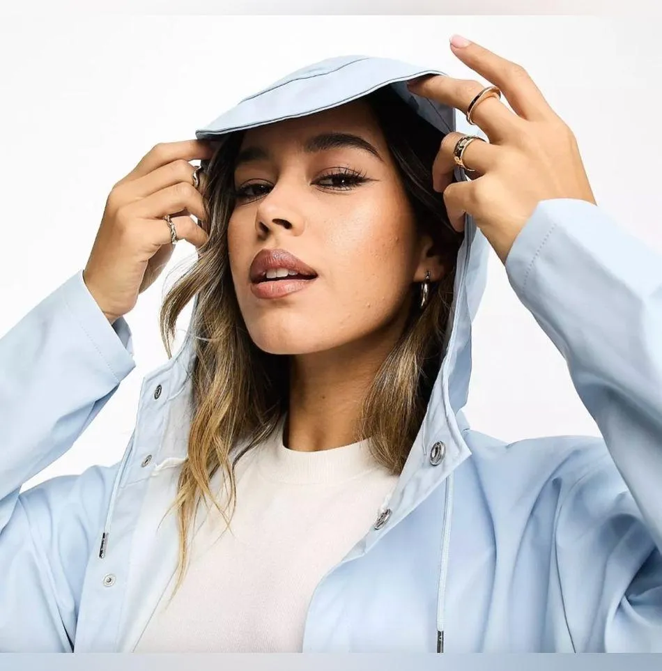 NWT Rains Hooded Jacket Sky Color Size L Size L - Image 4