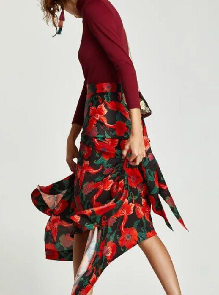 NWT ZARA | Printed flowing midi skirt | XS - Image 5