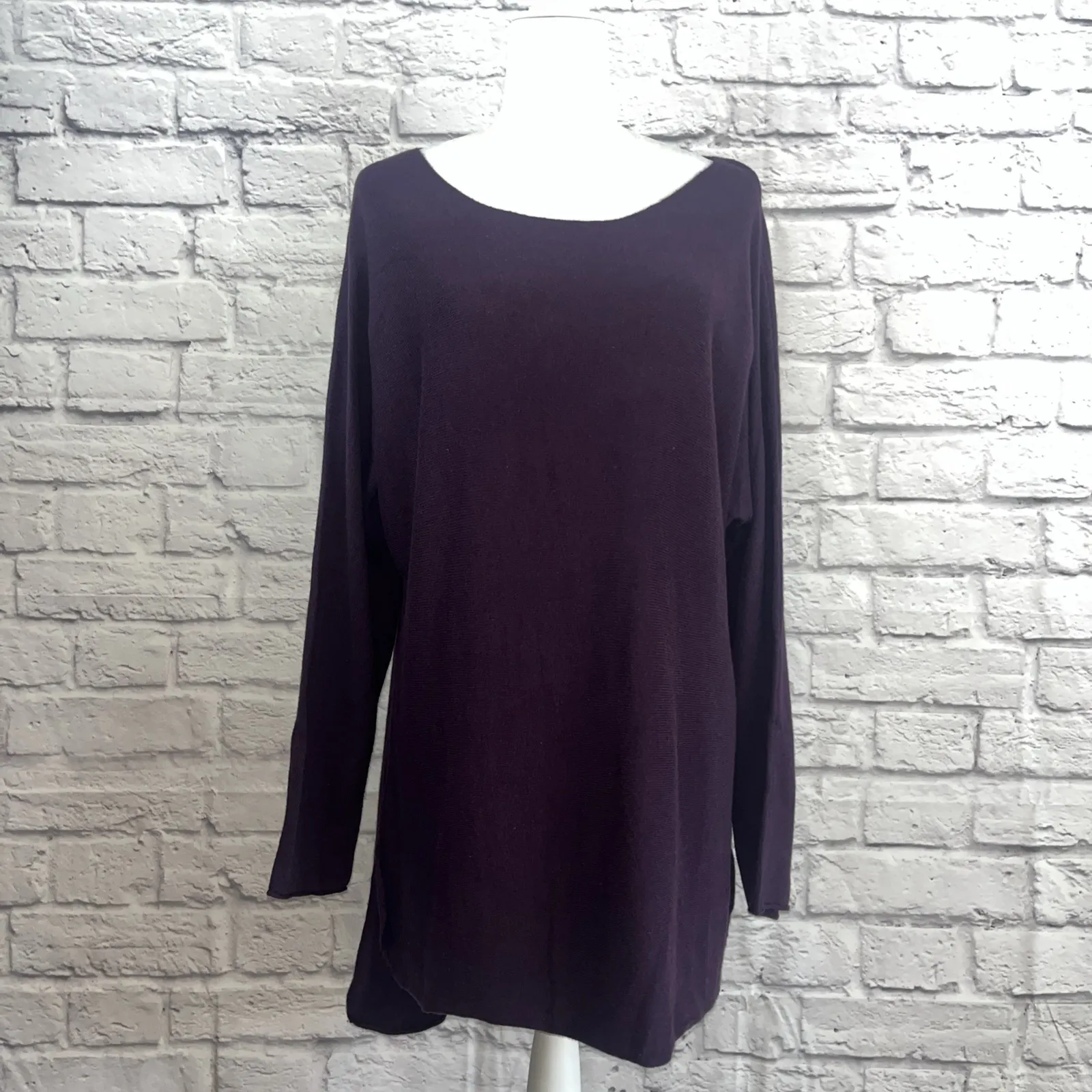 Joan Vass Women's Aubergine Casual Everyday Cashmere Blend Tunic Sweater XL - Image 7