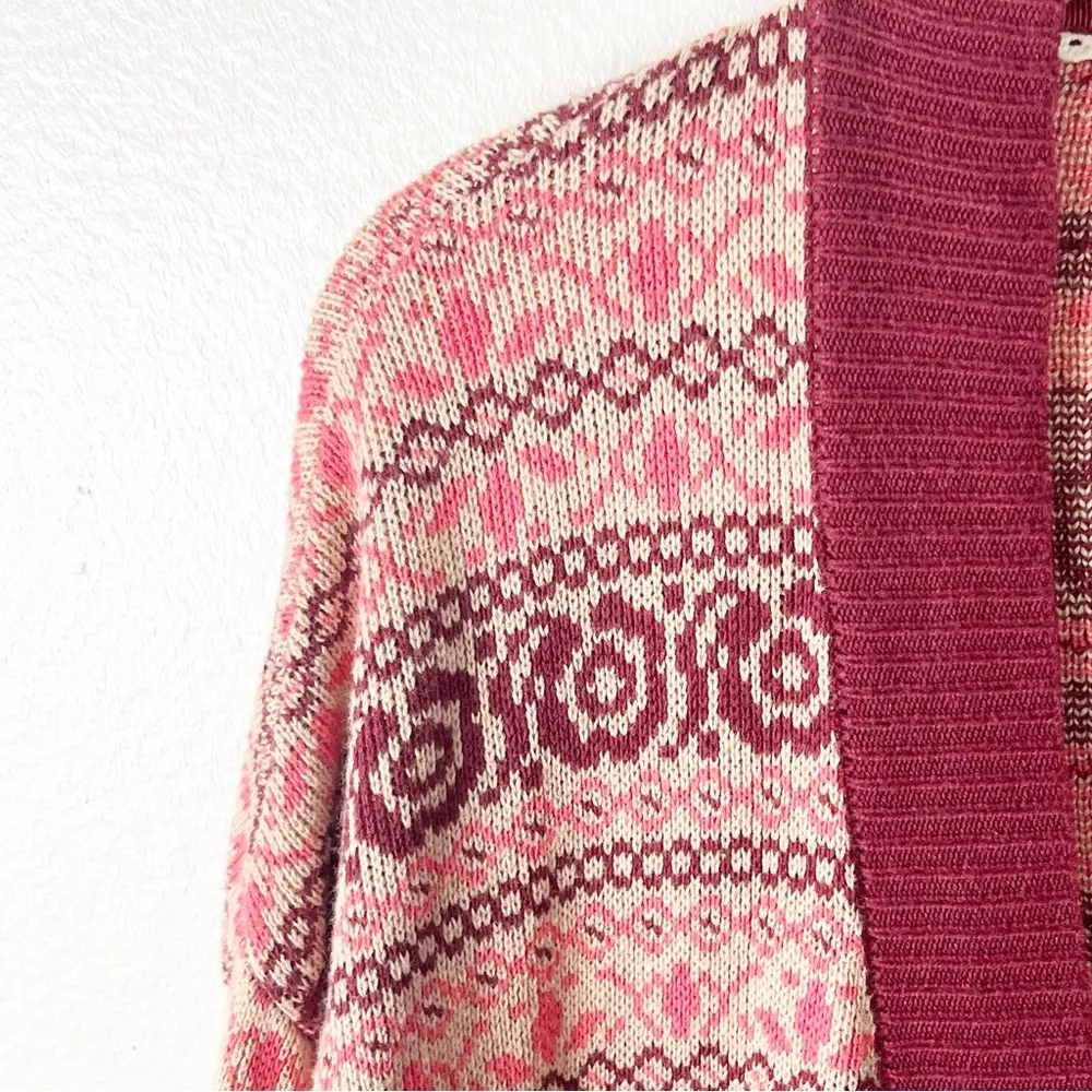 MATILDA JANE Harmony Fair Isle Open Front Pockets Long Sleeves Cardigan Small - Image 5