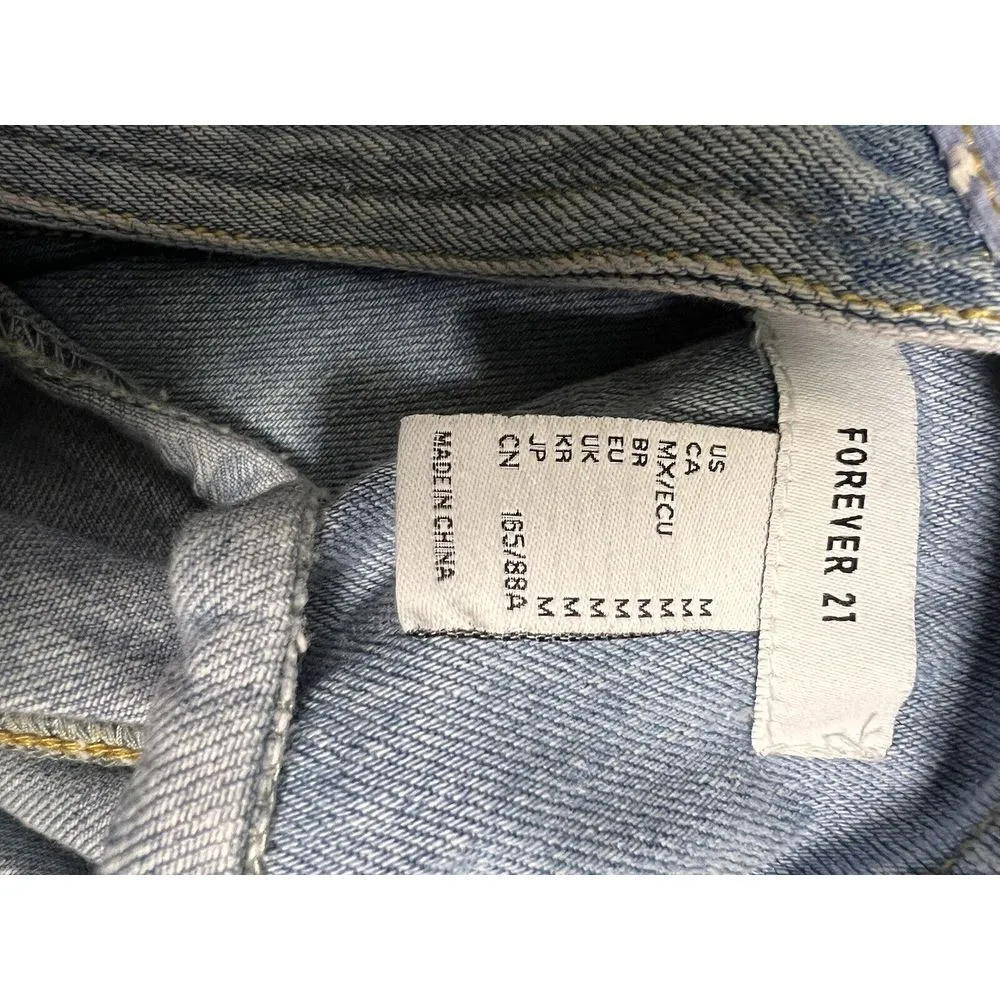 FOREVER 21 Shortalls Size Medium Floral‎ Denim Jean  Shorts M Women's BRH-C - Image 8