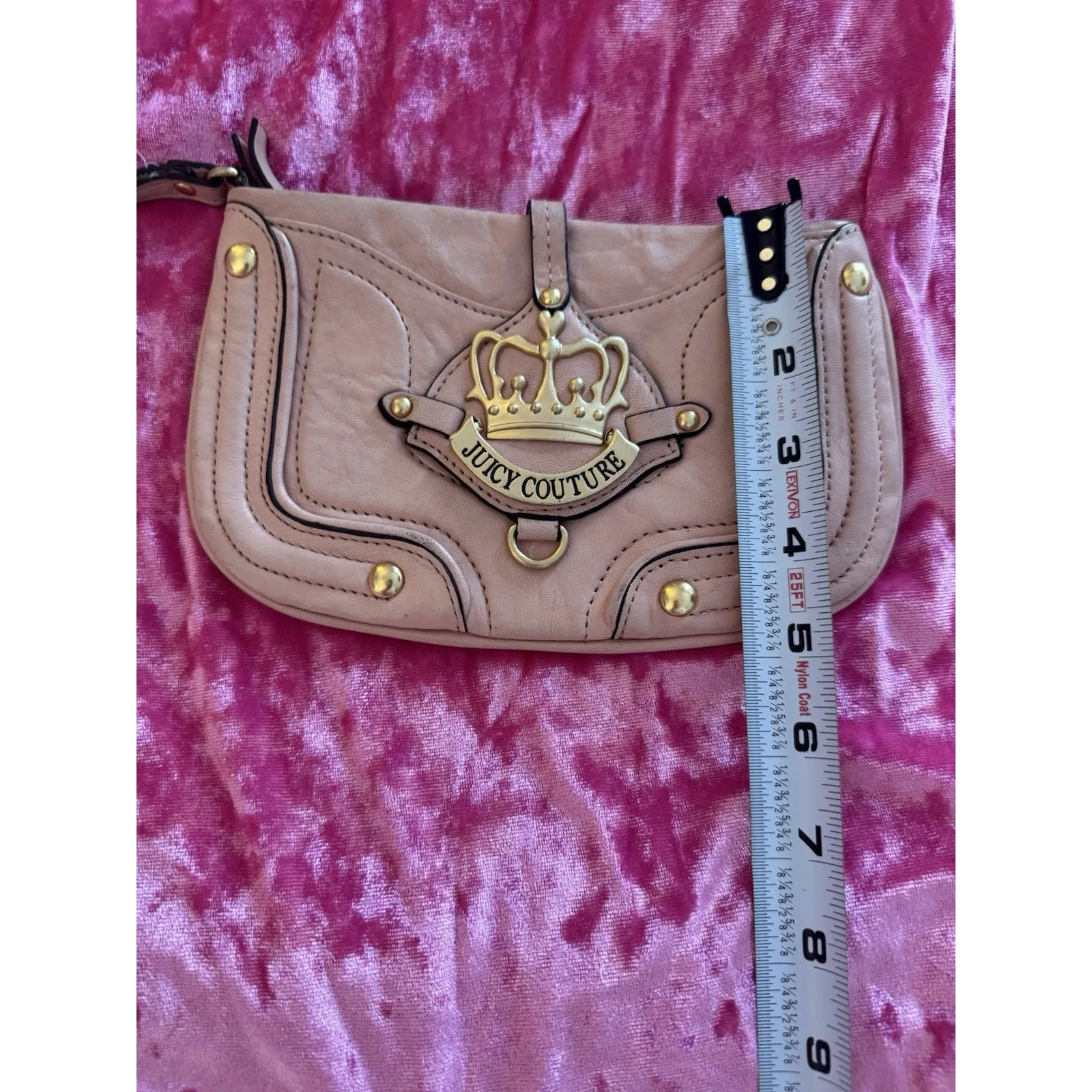Vintage Y2K Juicy Couture Leather Wristlet Pink Clutch Logo - Image 6