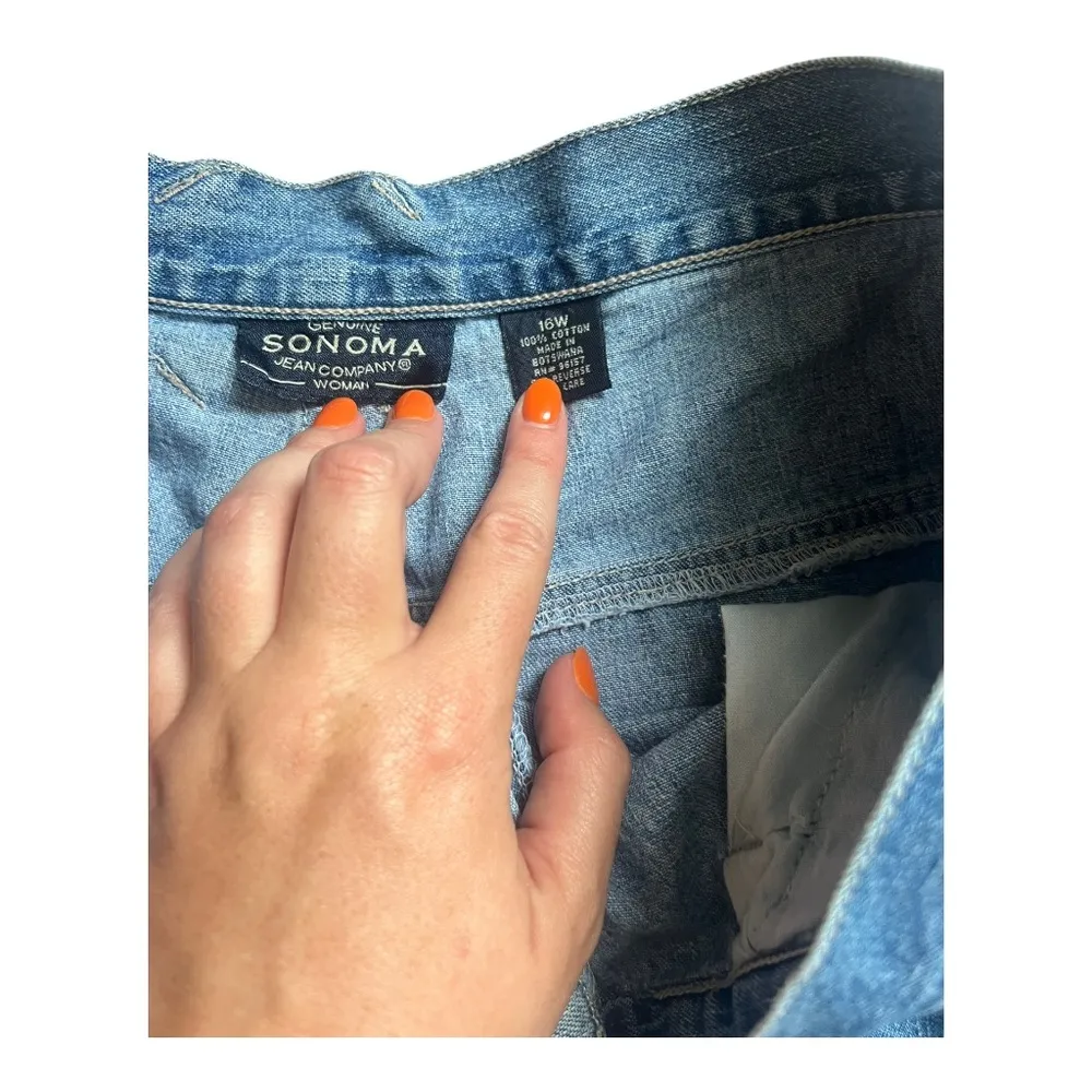 Vintage Denim Jean Carpenter Shorts Size 16W 100% Cotton High Rise - Image 2