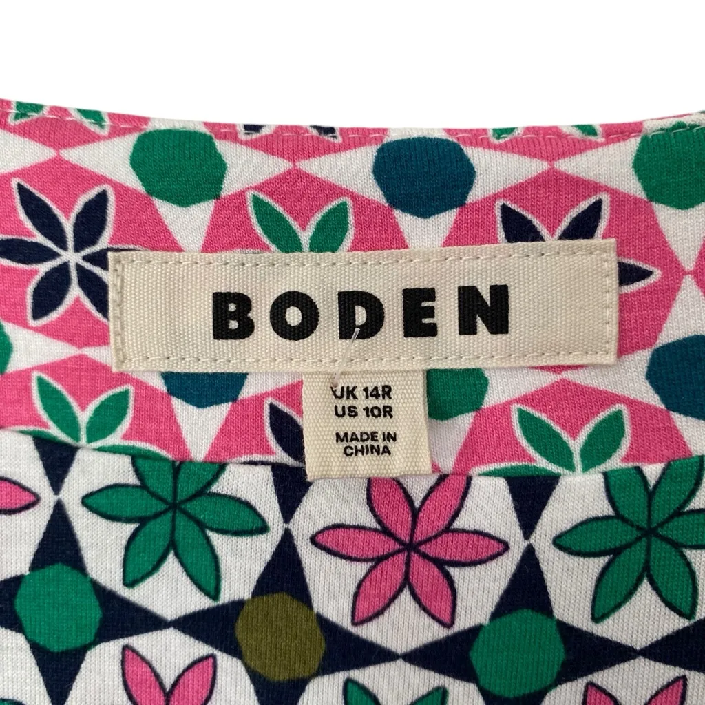 Boden Ellie Flutter Maxi Tea Dress Jersey Knit size 10 Multi Botanic Tile Mosaic - Image 5