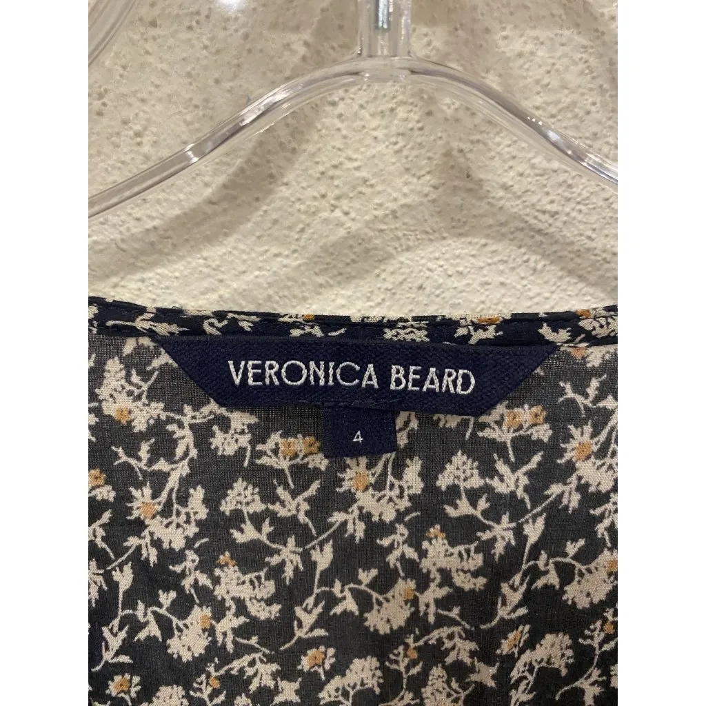 Veronica Beard Dress Womens 4 Floral Long Sleeve Smocked Waist Button Up - Image 3
