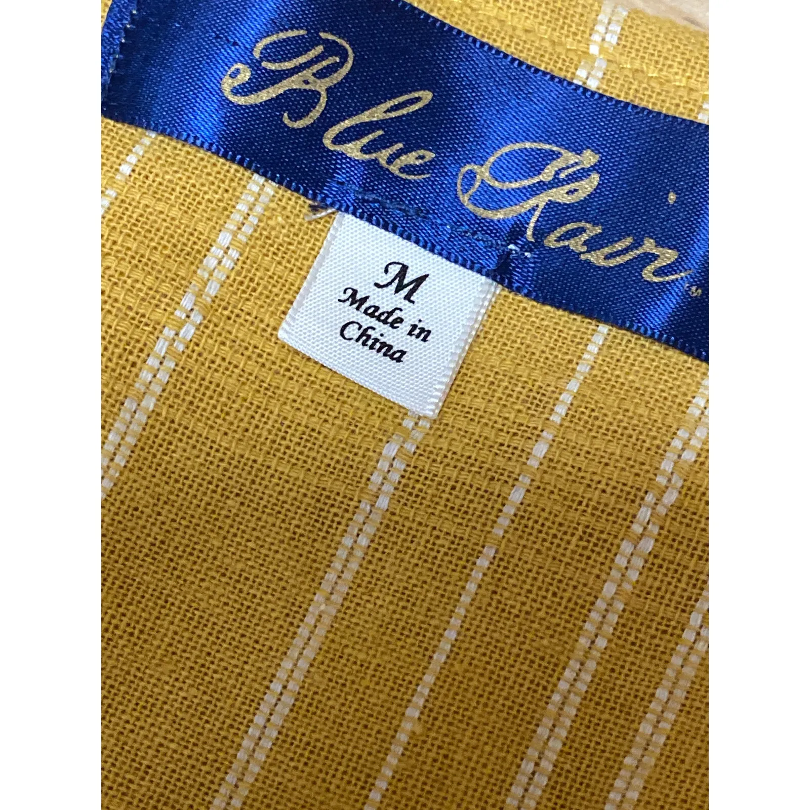 Blue Rair Yellow Striped Tie Fronbt Cutout Short Sleeve Midi Shirt Dress Size M Size M - Image 4