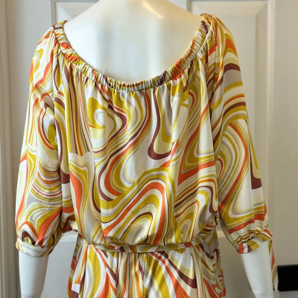 CHELSEA TAYLOR Stylish Multicolor Swirl Jumpsuit Size 2X F30 Orange - Image 3