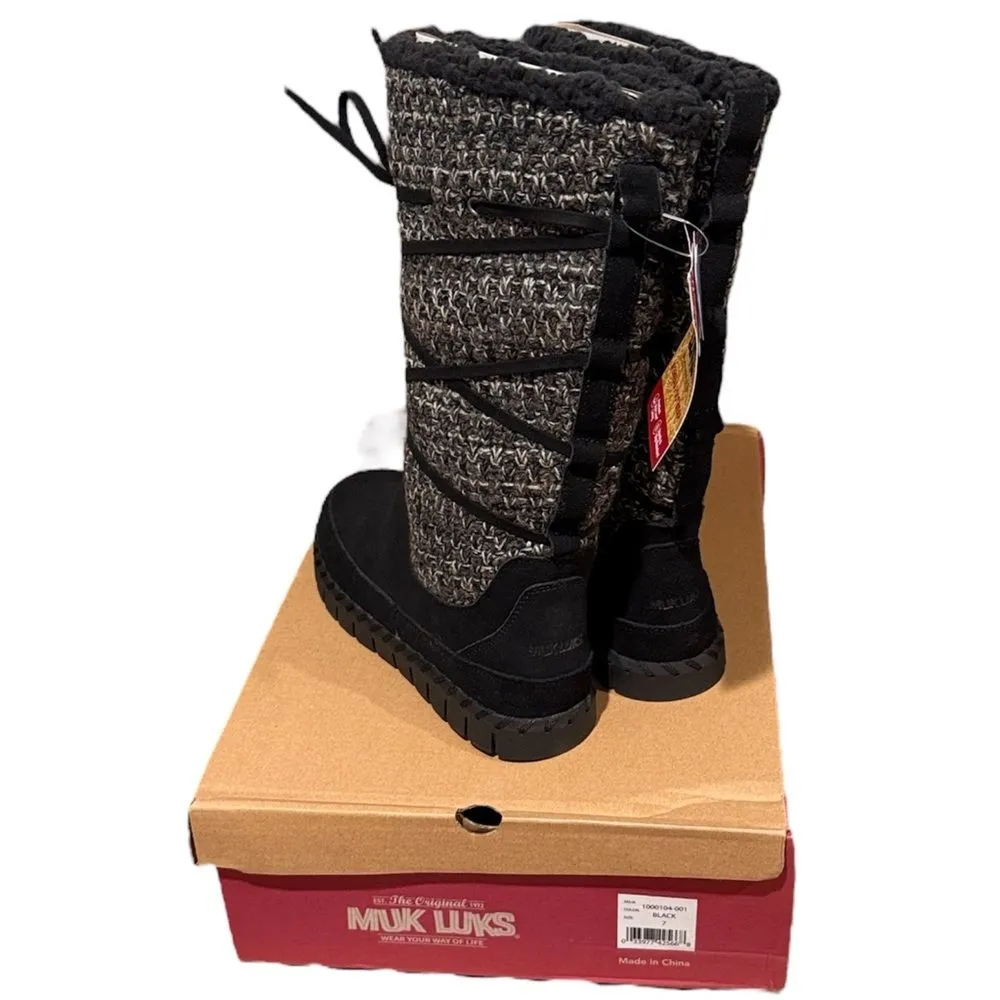 MUK LUKS Black Suede NWT winter boots memory foam insoles size 7 - Image 3
