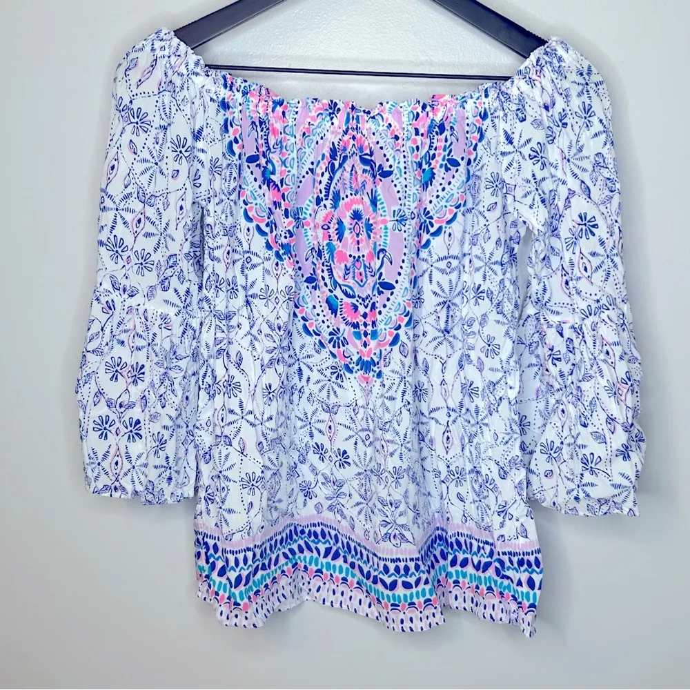 Lilly Pulitzer Resort White Time To Shine Nevie Off The Shoulder Top Size S - Image 3