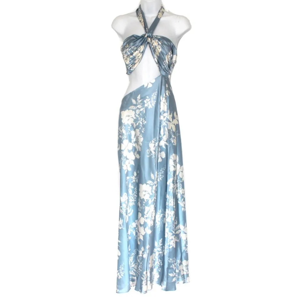 Reformation 100% silk Blue Floral Dress NEW - Image 7