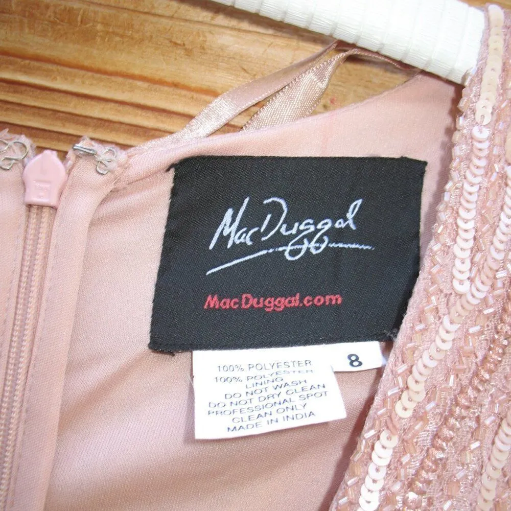 Mac Duggal 93574 Womens Pink Beaded Puff Sleeve Trumpet Gown - Image 14