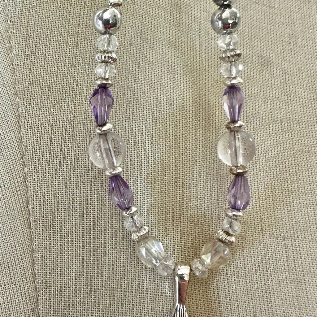 Kenneth Cole Enamel Purple & Pink Teardrop Pendant Necklace - Image 7