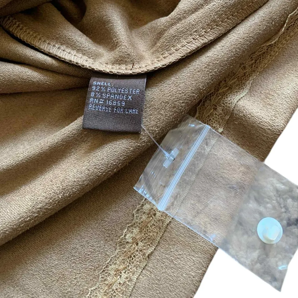 J.McLaughlin Keaton XS NWAT Faux Suede Bell Sleeve Top Mocha Quiet Luxury Preppy - Image 4