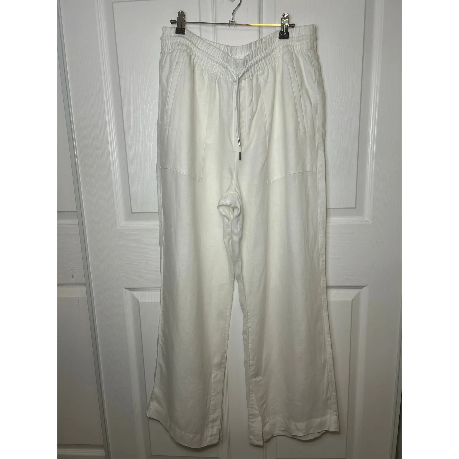 Athleta‎ Retreat Linen Wide Leg High Rise Pants White Size Large L  NWOT - Image 2