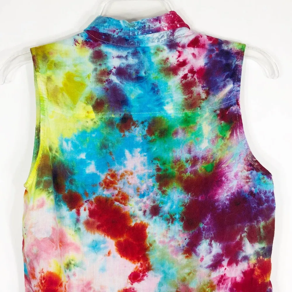 Catherine Malandrino Small Top Tie Dye Queen Selling Dreams Purple Blue Pink 176 - Image 4