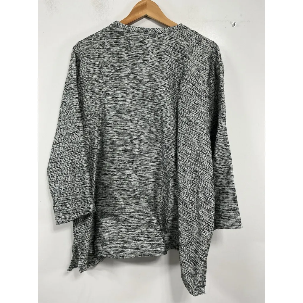 Womans Coldwater Creek Button Down Blazer Jacket 2X Black White 3/4 Sleeve - Image 2