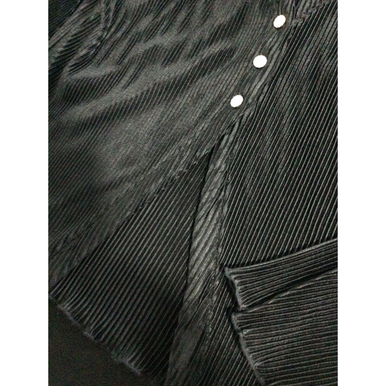 Zeagoo Women's‎ Black Pleated Button-Down Shirt Long Sleeve Dressy Top size L - Image 7