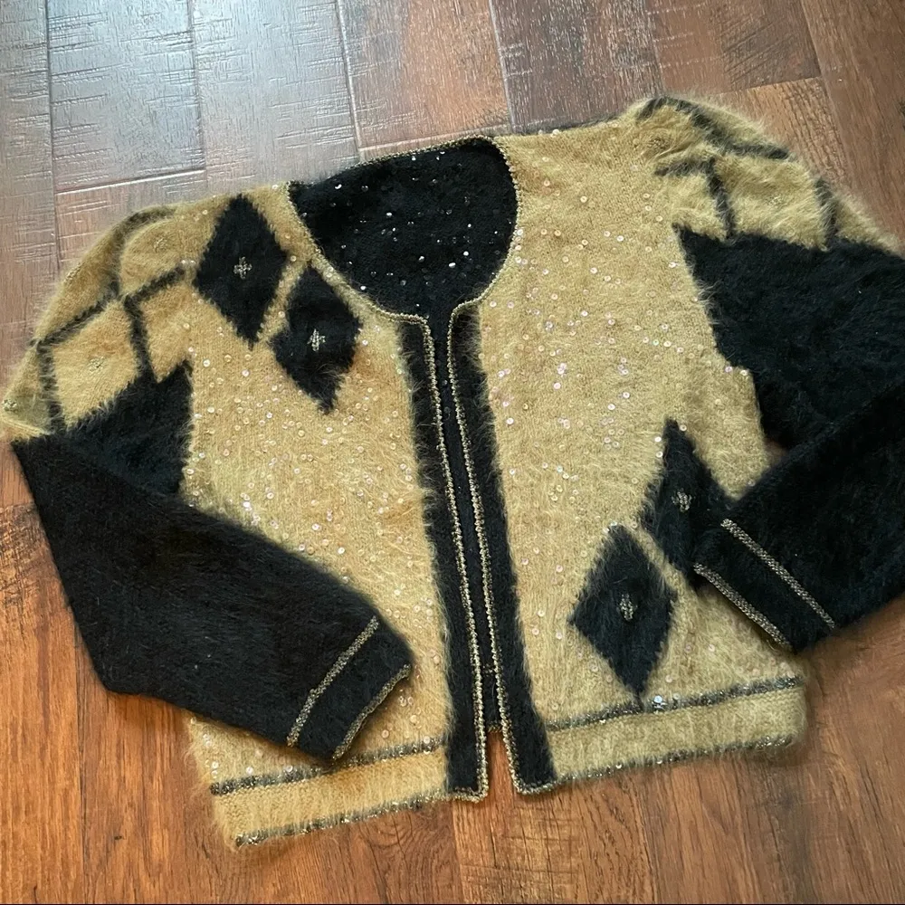 Handknit cardigan, angora blend with sequins Size undefined - Image 3