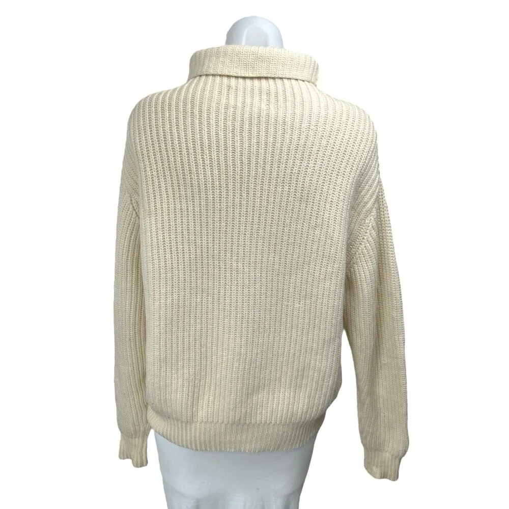 Aritzia Wilfred Cream 100% Wool Turtleneck Long Sleeve Rib Knit Sweater Top XS - Image 2