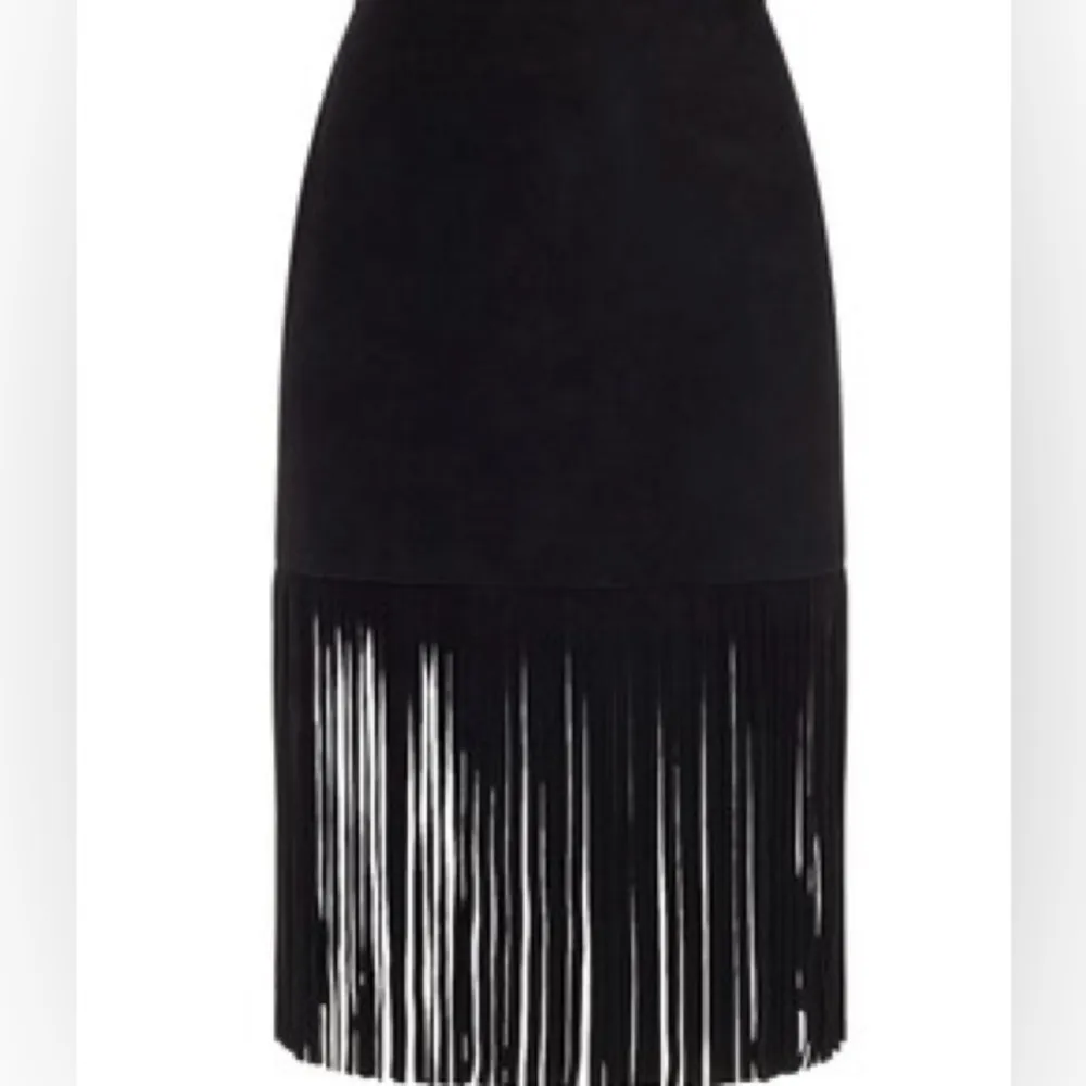 J.O.A. FAUX SUEDE FRINGE BLACK PULL ON SKIRT - Image 4