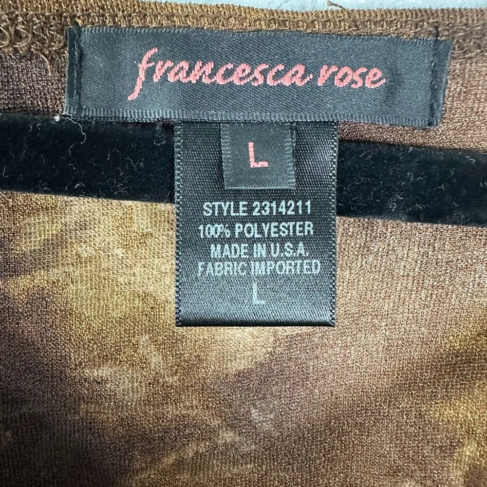 Francesca Rose Vintage Sheer Brown Floral Whimsy 90s Long Sleeve Blouse Large - Image 2