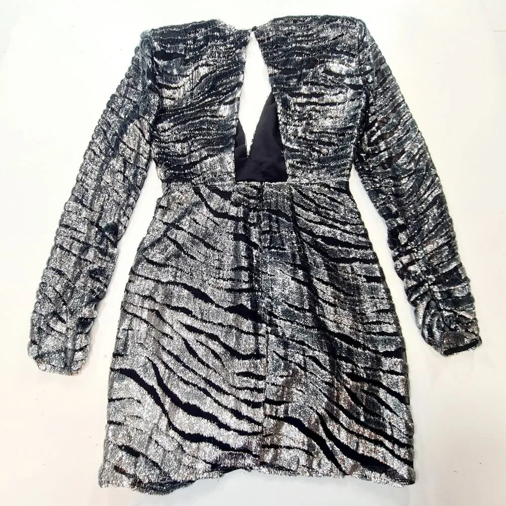 DUNDAS x REVOLVE Stardust Mini Dress in Silver Tiger XXS - Image 11