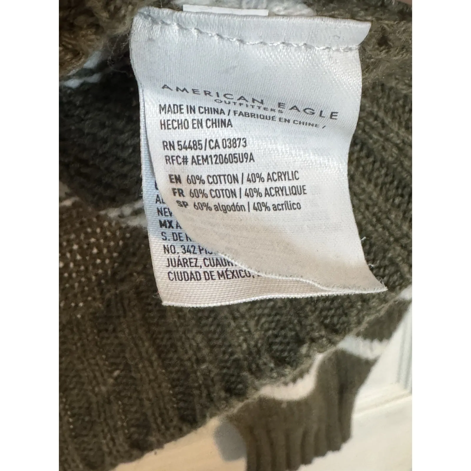 American Eagle Outfitters Women's Cropped Knit Sweater, Olive Green And White, S - Image 5