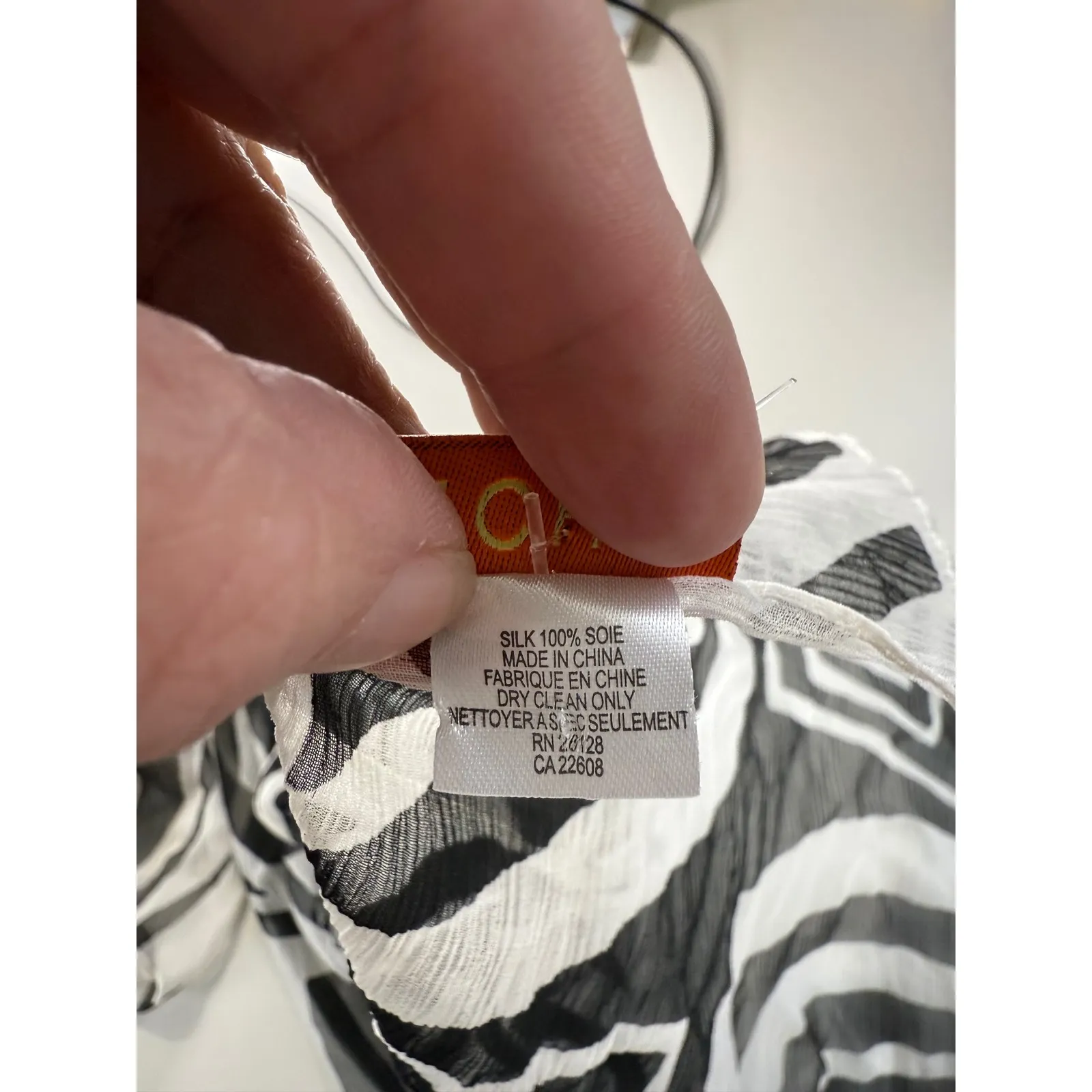 ECHO Silk Zebra Print Square Scarf Shawl Black White Designer Accessory - Image 4