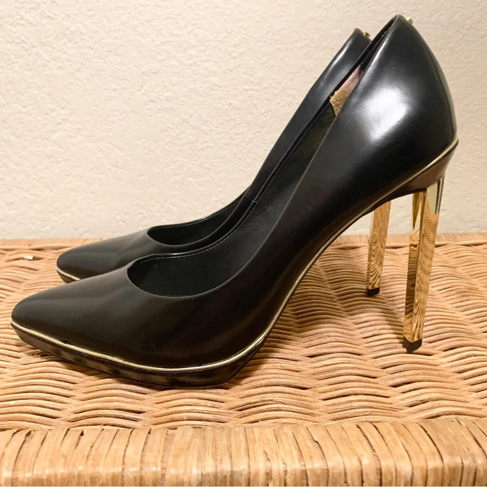 Ted Baker London Elvina Black and Gold Classic Pump Heel Size 40 - Image 7