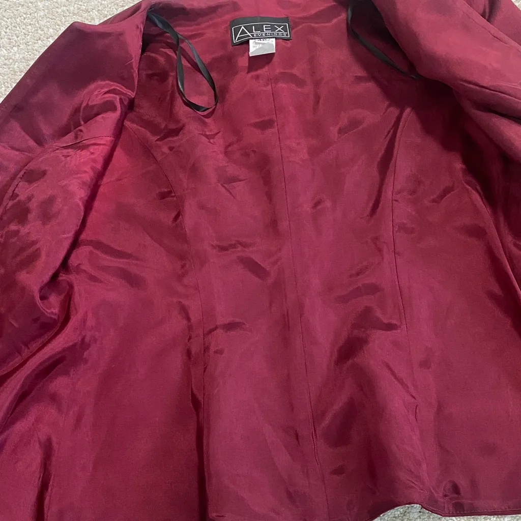 Alex Evenings Women's Deep Red Blazer Size 4 - Image 10