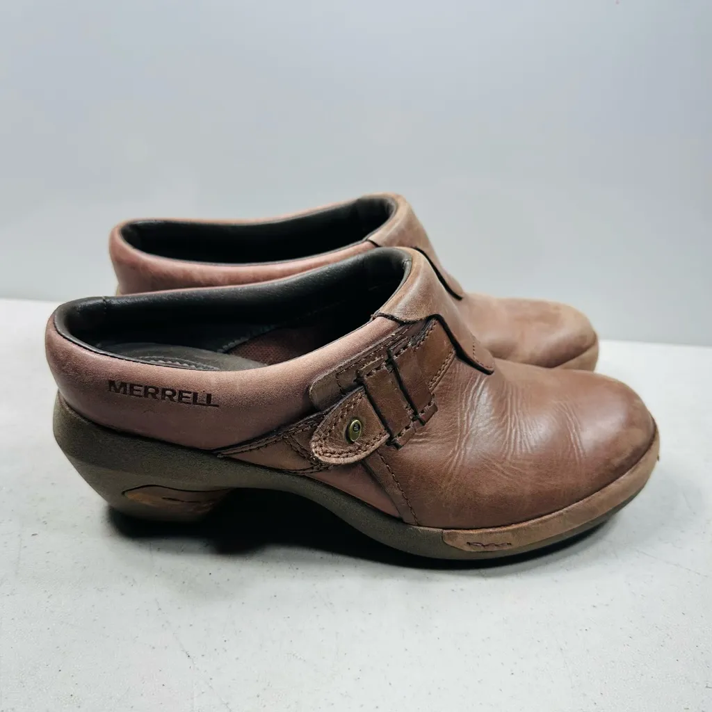 Merrell Woman Luxe Plunge Brown Leather Comfort Clogs Mule shoes sz 7,5 - Image 3