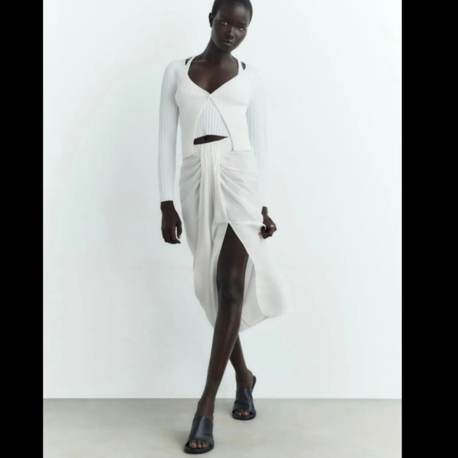 zara ribbed cardigan & tank top - Image 2