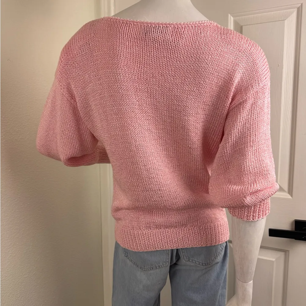 Nannell Pastel Colored Hand Knit Sweater Size Medium Pink - Image 10