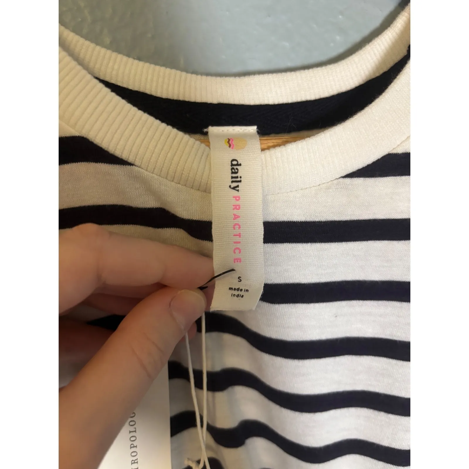 NWT Anthropologie Daily Practice Tiebreaker Muscle Sleeve Stripe Midi Dress - Image 3