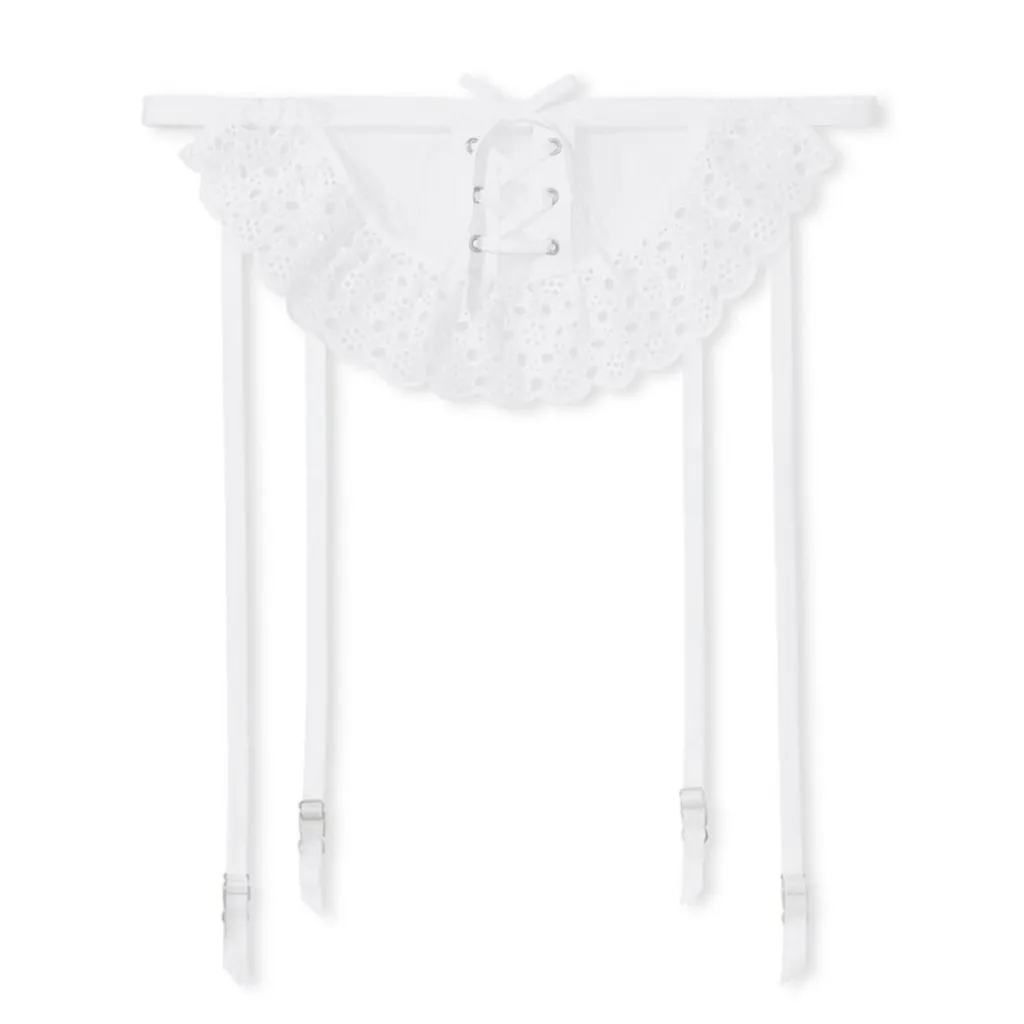 VICTORIA'S SECRET Dream Angels White Eyelet Maid Apron Garter Belt Size M/L NWT - Image 4