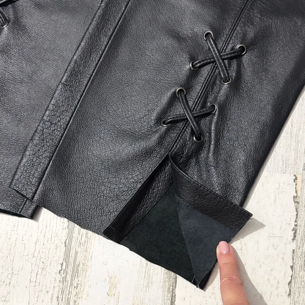 Wilsons Leather Maxima Black Lace-Up Pants and Top Set Vintage 1990’s - Image 3