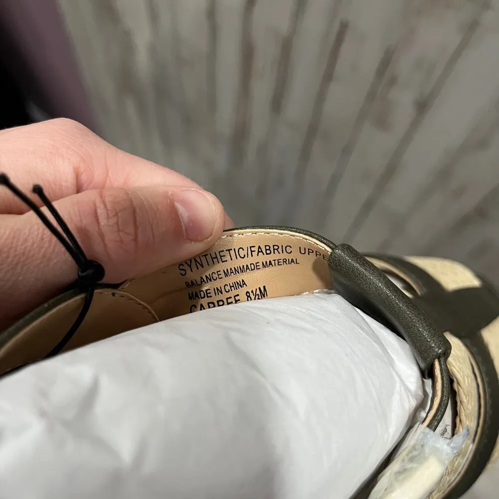 Violet & Red Capree Woven Braid Wedge Sandals Olive Green Women's Size 8.5 NWOB - Image 6